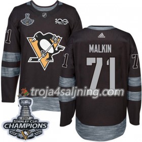 Pittsburgh Penguins tröja Evgeni Malkin 71 1917-2017 100th Anniversary Adidas Svart 2017 Stanley Cup Champions Authentic - NHL Tröjor Herr